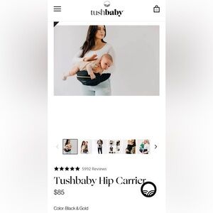 TushBaby Strapless Baby Hipseat. New in Box.